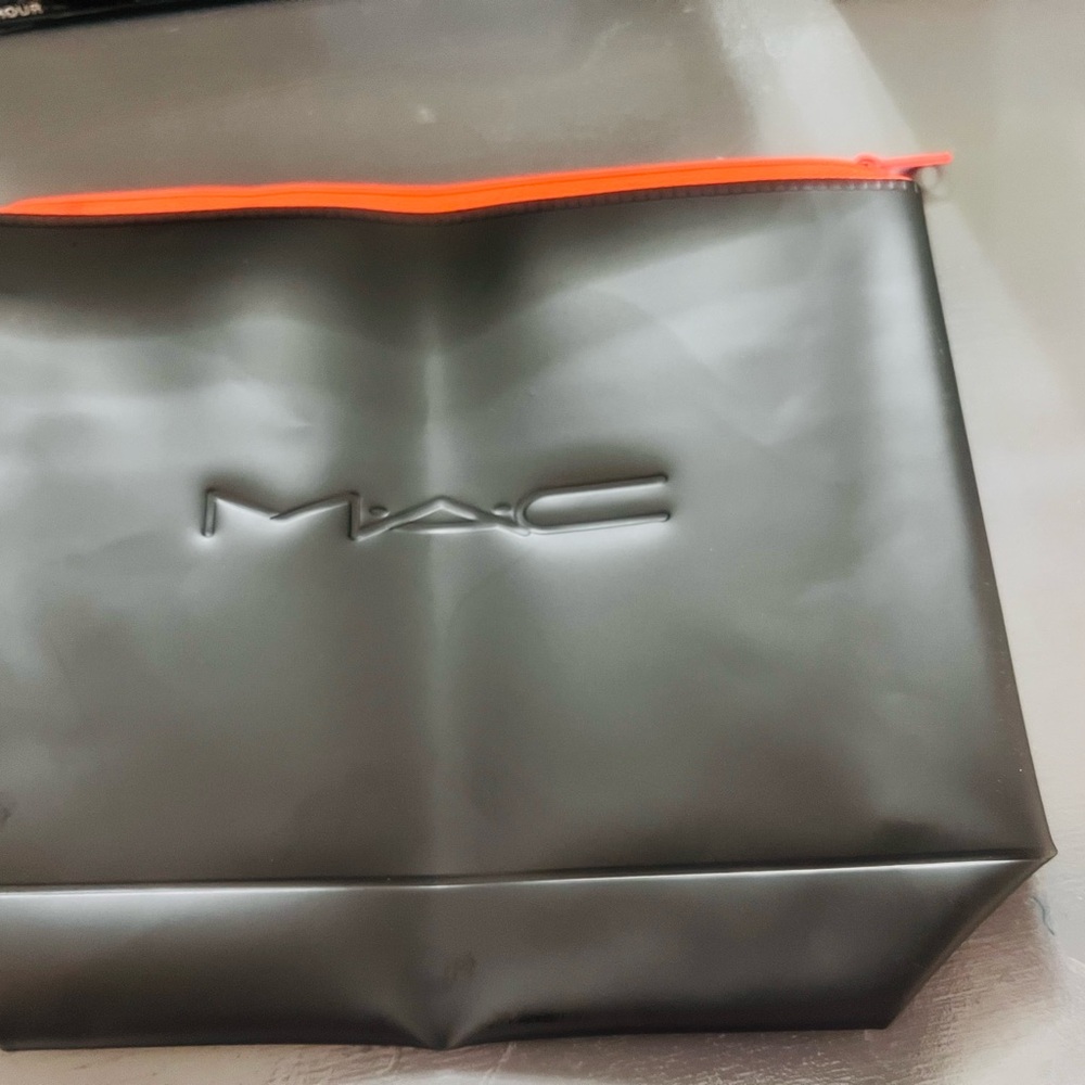 MAC Cosmetics Black Toiletry Bag with Orange Zipper